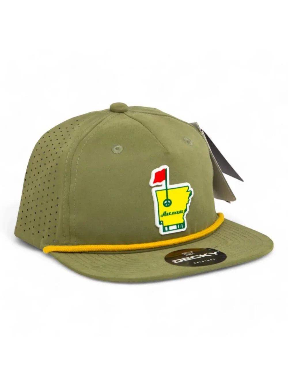 Arkansas Masters Golf 3D Perforated Rope Hat- Loden/ Amber